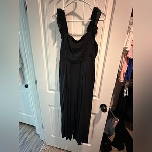 Black Ruffle Strap Pant Romper